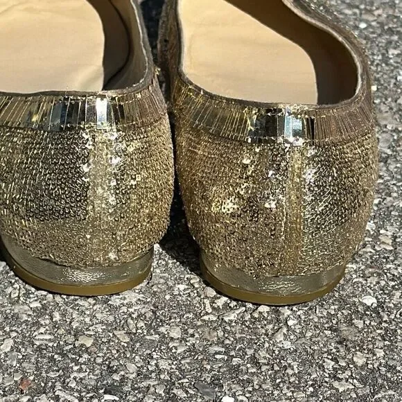 Talbots Gold Bling Slip-on Flats Size 7 1/2 - Picture 3 of 9